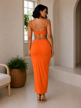 Load image into Gallery viewer, Orange Resort Skirt Set
