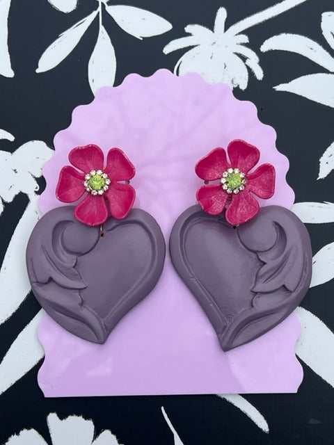 Hand carved wooden earrings