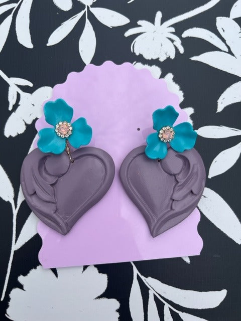 Hand carved wooden earrings